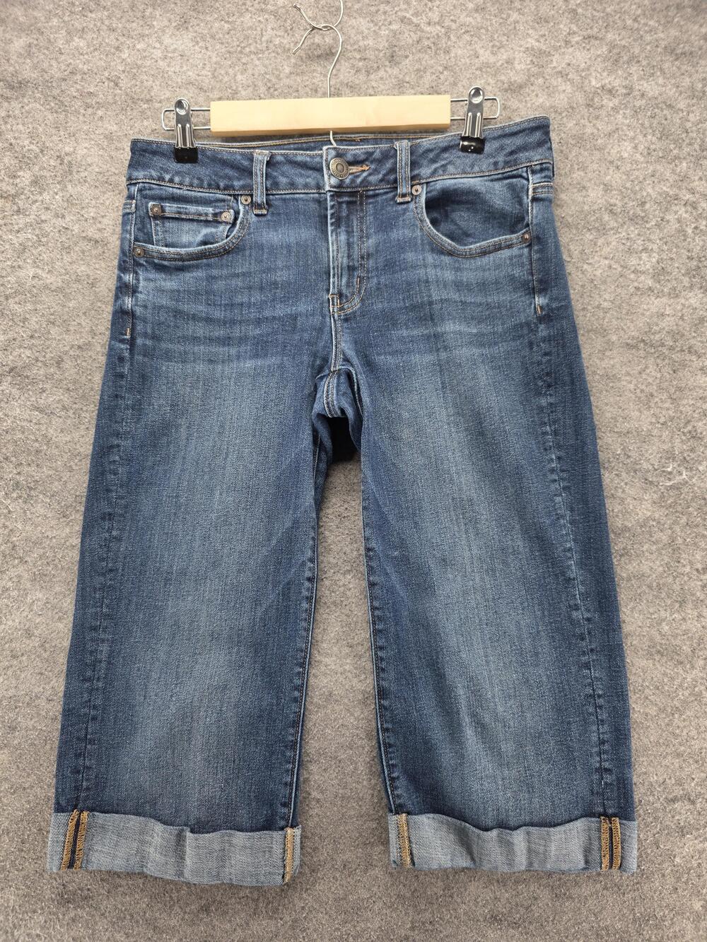 American Eagle Jeans Womens 8 Blue Boyfriend Relaxed Cuffed Stretch 20 Inseam
